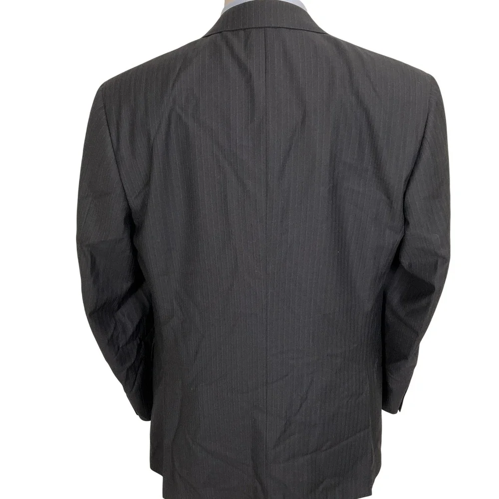 Canali Blazer Mens 42R Blue Black Pinstripe Career Wool‎ Suit Italian Jacket